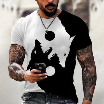 2023 Lete pánske T-shirt 3D Tlač Stereoskopické Videnie Vlk Tlač Mužov O Golier T-shirt Módne Bežné Príliš Krátke Rukávy