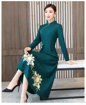 2024 čínsky vintage šaty lepšiu cheongsam národnej kvetinové výšivky a-line orientálne šaty spoločenské večerné šaty vestido