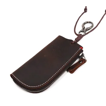 Originálne Kožené Kľúč Držiak Pre Mužov Male Vintage Ručné Zips Malé Auto Peňaženky Prípade Kryt, Taška Puzdro Organizátor Gazdiná