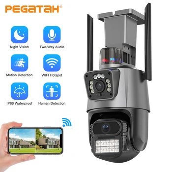 PEGATAH 4MP WIFI PTZ Kamery HD Dual Objektívom, Duálny Displej Vonkajšie Kamery AI Auto Tracking H. 265 Bezpečnostný Dohľad CCTV Kamery