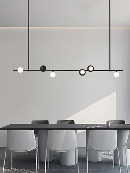 Moderný Minimalistický Luster Strop Nordic Black Jedáleň Ostrov Dlho Visí Svetlo LED Reštaurácia, Bar Káva Pohár Zariadenia