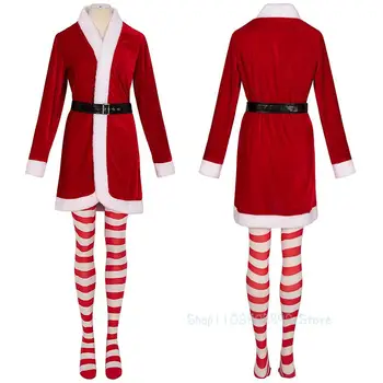 Vianočný Večierok Dospelých Žien Cosplay Kostým Santa Red Velvet Roztomilé Vianoce, Nový Rok Elf Party Šaty Žena Vianočné Oblečenie Osadenie