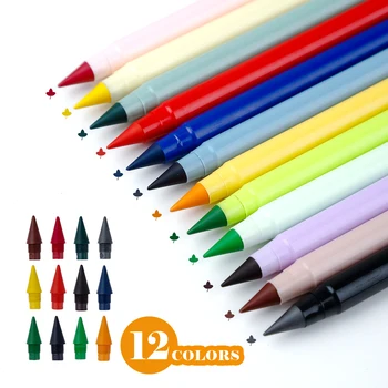 12Colors/set Morandi Farebné Večný Ceruzky Neobmedzený Večný Písanie Ceruzkou Vymazateľné Farebné Pero Č Atramentové Pero Písacie potreby