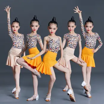 Deti Latinské Tanečné Oblečenie Nové 2023 Dievčatá V Lete Praxi Oblečenie Dance Sukne Deti Vyhovovali Šatka Čipky Výkon Oblečenie F94