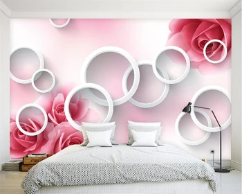 Beibehang Vlastnú tapetu moderné 3D kruhu rose, TV joj, steny domova obývacia izba, spálňa pozadí nástenná maľba 3d tapety
