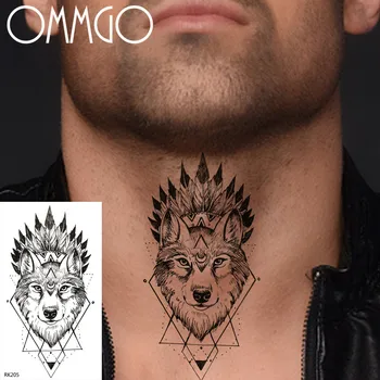 Geometrické Kmeňa Lev Dočasné Tetovanie 3D Body Art Rameno Vody Prenos Tetovanie Vložiť Realistické Falošné Tetovanie Nálepka Pre Ženy Muži