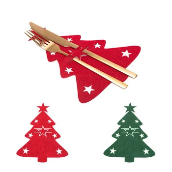 2023 Nové 4PCS Vianočné Vidličku a Nôž Držiak Elk Vianočný Strom Vrecku Príbory Taška netkanej textílie Riad Organizátor Tabuľka Dekor