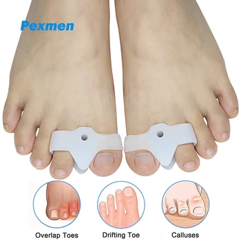 Pexmen 2ks Prst Odlučovače s 2 Slučky Mäkký Gél Prst Chránič pre Prekrývajúce sa Prsty Bunion Úľavu Prst Dištančné pre Mužov a Ženy