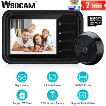 WSDCAM 2,4-Palcový LCD displej, Video Peephole Zvonček Fotoaparátu IR Nočné Videnie Video Oko Zvonček Vizuálny Zvonček Smart Home Vonkajšie Kamery
