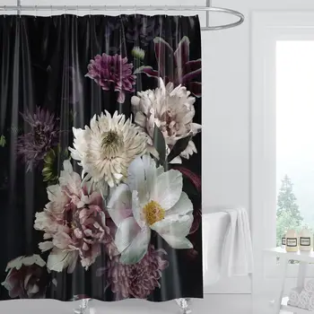 Prírodné Kvetinové Sprchový Záves 3D Kvet, Zelené lístie Motýľ Vodné Farby Umenie Nordic Moderný Vodotesný Kúpeľňa Decor Opony Nastaviť