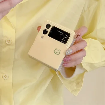 W23flip Krémová Žltá Pekný Deň Tlač IMD Telefón puzdro Pre Samsung Z-Flip4 Flip3 Split Typ Mäkké Pokrytie Chudá Shell Ochrana Tela