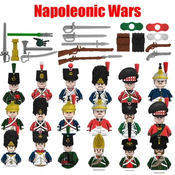 50pcs Napoleonských Vojen Vojenské Vojakov Stavebné Bloky WW2 Údaje francúzsky British Fusilier Pušky, Zbrane, Hračky Pre Deti,