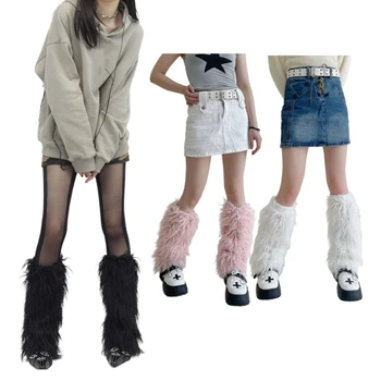 2023 Nový Japonský Plyšové Leg Warmers Boot Zahŕňa Y2K Goth Pevné Nohy Ponožky Punk JK podkolienok Hiphop Hot Girl Fashion Teplé Ponožky