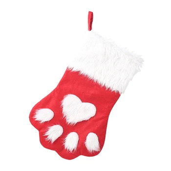 1Pc Vianočný Darček Taška Pet Mačka Packa Pančuchy Ponožky Vianočný Stromček, Ozdoby, Vianočné Ozdoby na Vianočný Strom Plyšové Cute Cat Packa Typ