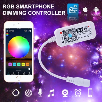 16Million farby Wifi RGB / RGBW led controller smartphone ovládanie hudby a režim časovača domov mini wifi led rgb controller