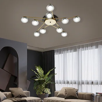 Nordic Moderné Osvetlenie sklenenú Guľu Star Tvar Led Stropné Lampy, Obývacia Izba, Spálňa Domova Čierne Zlato Dizajn Svietidiel