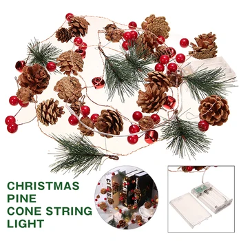 2m Vianočné String Kužele Svetiel LED Osvetlenie Ihličia Červené Bobule Dekor Svetelné Girlandy Vianoce Svadobné Party Domáce Dekorácie