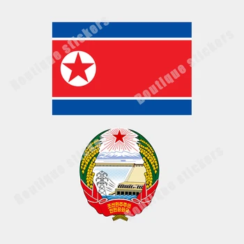 Severná Kórea Vlajka Severná Kórea Štátny Znak Nálepkou, Vysokej Kvality Nádherné Nášivka Okna Sklo Príslušenstvo Vinylové Nálepky