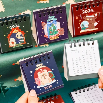 2024 Mini Stolový Kalendár Roztomilý Vianočný Darček Iny Student Cartoon Papierový Kalendár Prenosné Študent Papiernictvo Školského Úradu Supplie