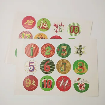 Vianočný Adventný Kalendár Nálepky Časovač Kola Digitálne Lepidlo Číslo Štítok Cookies Candy Bag Tesnenie Nálepky 120pcs