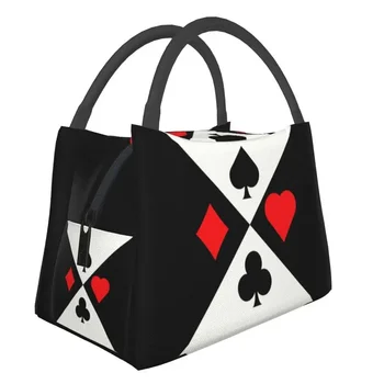 Poker Štyri Obleky Izolované Obed Tote Taška pre Ženy Kartová Hra Hráčov Resuable Chladnejšie Tepelnej Bento Box Pracovnej cesty