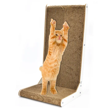 Hot predaj pet products vertikálneho tvaru L stabilné mačka škrabe doska Odnímateľný mačka scratcher vlnitého papiera mačka kartón