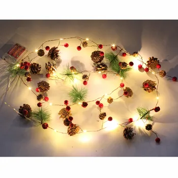 LED Medený Drôt Lampa Borovicové šišky Vianočné Závesné Ratanové Remesiel Dovolenku Nový Rok Záhradné Osvetlenie, ozdoby na vianočný stromček