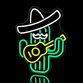 Kaktus Neónový nápis Zelená Led Kovbojský Klobúk Neónové Značky pre Steny Výzdoba Gitara Led pre Spálne herňa Mužov Jaskyňa Bar Strany Obchodu Neon