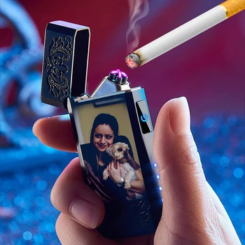Prispôsobené na mieru foto textové logo nabíjateľná vetru ľahšie tvorivé elektronických cigariet zapaľovač