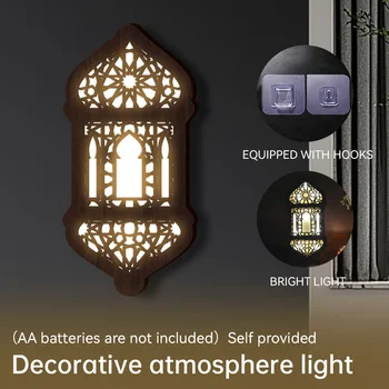 Ramadánu Dekorácie svetla na Stenu Nočné Svetlo Drevený Prívesok Pre Islamské Eid al Fitr Domov Meditácie Izba Stenu Decor