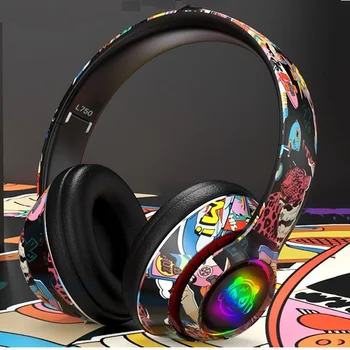 Nový Bluetooth Headset Ručne Ťahané Graffiti Bezdrôtový Škálovateľné Slúchadlá LED RGB Farebné Hra pre Slúchadlá, PC Gamer Hudba, Šport