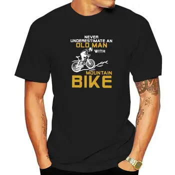 Muži Nikdy Podceňovať Starý Muž S Horský Bicykel T Shirt Bicykel MTB Bavlna Tee Tričko pre Mužov Camisas T-Shirt