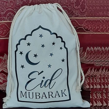 Personalizované eid Mubarak súčasnosti darčeková taška Moslimských Islamskej Ramadánu Kareem Iftar dekorácie rodinný priateľ dieťa, chlapec, dievča eidi Vrece