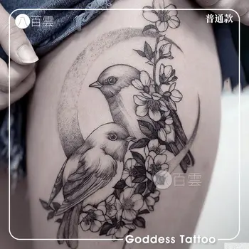 Sparrow Vták Tetovanie Nálepky Trvalé Falošné Tetovanie pre Ženy Stehna Sexy Dočasné Tetovanie Flower Art Faux Tetovanie Nepremokavé Tatuajes