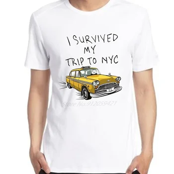 Letné pánske, Krátky Rukáv T-Shirt Prežil Môj Výlet Do new Yorku Grafické T Košele New York Yellow Taxi Vtipné Tričká Topy pánske Oblečenie