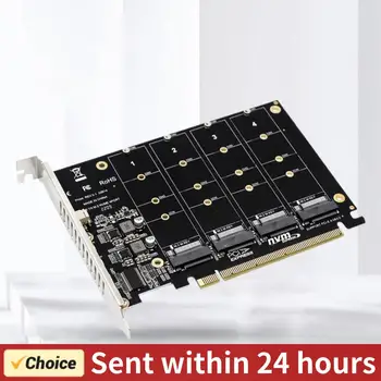 4 Port M. 2 NVME SSD Do PCIE X16 Host Controller Rozširujúca Karta PCIE Split/PCIE Podporou RAID 2230/2242/2260/2280 LED Indikátor