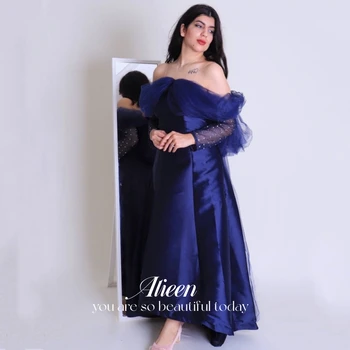Aileen Ženy v Saudskej arábii Večerné Šaty Party Večer Elegantné Luxusné Celebrity Dlhé Rukávy Formálne Príležitosti, Šaty na Ples Námornícka Modrá