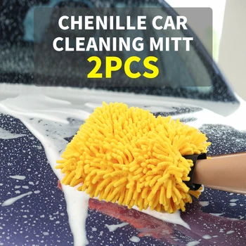 Skladom Ženilkové čistenie rukavice Auto nástrojov na čistenie obojstranný zosilnené umývanie auta rukavice