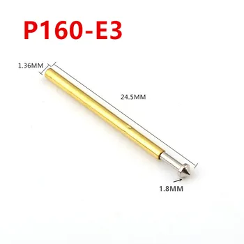 100KS P160-E3 1.8 mm Kužeľové Pružiny Test Pin Ihly Rúrky Vonkajší Priemer 1.36 mm Celková Dĺžka 24.5 mm PCB Pogo Pin