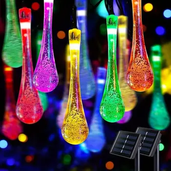 LED Solárne Kvapky Vody, Farebné String Svetlá Halloween Vianoce Vonkajšie Víla Svetlo Pre Strany, Záhrada Svadobné Dekorácie