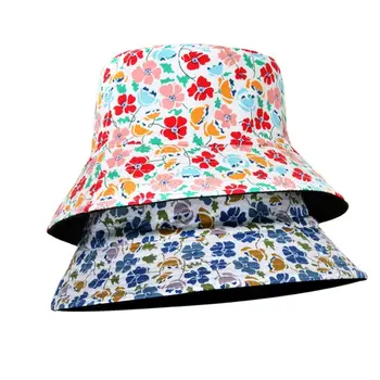 Letné Unisex Krém, Nakrájaného na Malé Kvetinové Tlač Bavlna Polyester Rybár Spp pre Ženy Vonkajšie Lady Panama Vedierko Hat F155