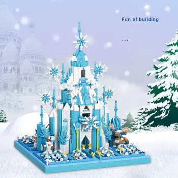 Kreatívne Nanobricks Fantasyland Micro Blok Rozprávka Princezná Ľadu, Snehu Hrad Elsa Anna Údaje Budova Tehlový Hračka Pre Dievča
