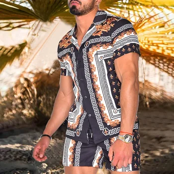 2024 Lete mužov voľné tričko bežné šortky vytlačené beach štýl oblek