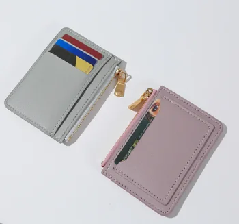 Móda Ženy Krátke Wallet Pu Kožené Mini Držiteľa Karty Farbou Vizitku Prípade Zips Peniaze Puzdro Malá Zmena Peňaženky