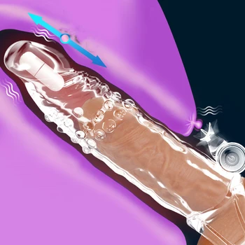 Penis Rozšírenie Rukáv Vibrátor Oneskorenie Ejakulácie Penis Krúžok Opakované Použitie Kondómu Dildo Extender Dospelých Sexuálnu Hračku Pre Mužov Je Sex Hry 18