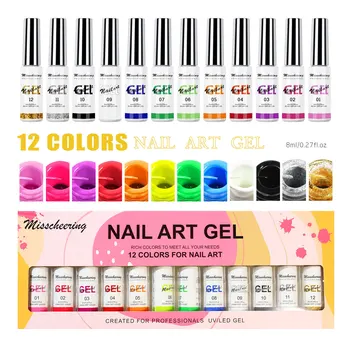 Neon Nail Art Gel Polish Auta Soak Off UV/LED Semi Trvalé 12 Ks/Set Laku Gel lak na Nechty Lak Salon Maľovanie Vzory