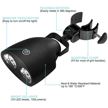 Smart Touch 10 Led Gril BBQ Svetlo LED 360 Stupňové Otáčanie Outdoor Camping na Koni Lampa GRIL Príslušenstvo Osvetlenie Nástroje