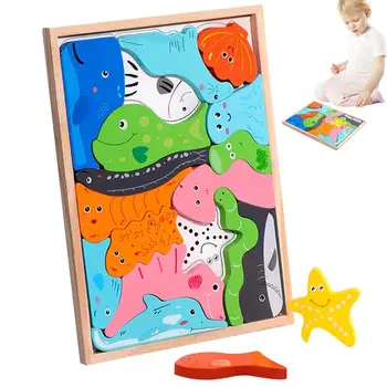 Drevený Blok Puzzle Deti Hračky KMEŇOVÝCH Montessori Vzdelávacích Hry, Interaktívne Vzdelávacie Hračky Pre 0-3 Predškolského