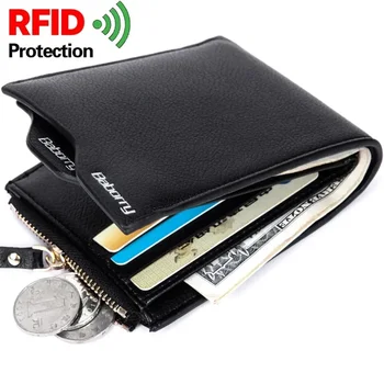 RFID Krádež Chrániť Mince Vrecko na Zips Mužov Náprsné Vrecko s ID Blokovanie Mini Slim Peňaženky Automaticky Pop až Kreditnej Karty, Mince Kabelku
