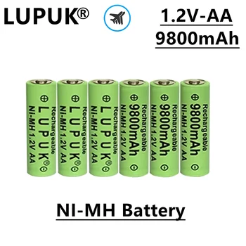 LUPUK-AA Eechargeable Batérie, NI MH Typ, 1.2 V, 9800 mAh, Odolný, Vhodný Pre Hračky, Počítače, Diaľkové Ovládanie, Atď.